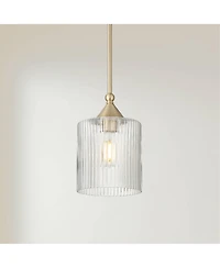 Possini Euro Design Possini Euro Krakow 7"W Satin Brass Fluted Glass Mini Pendant Light