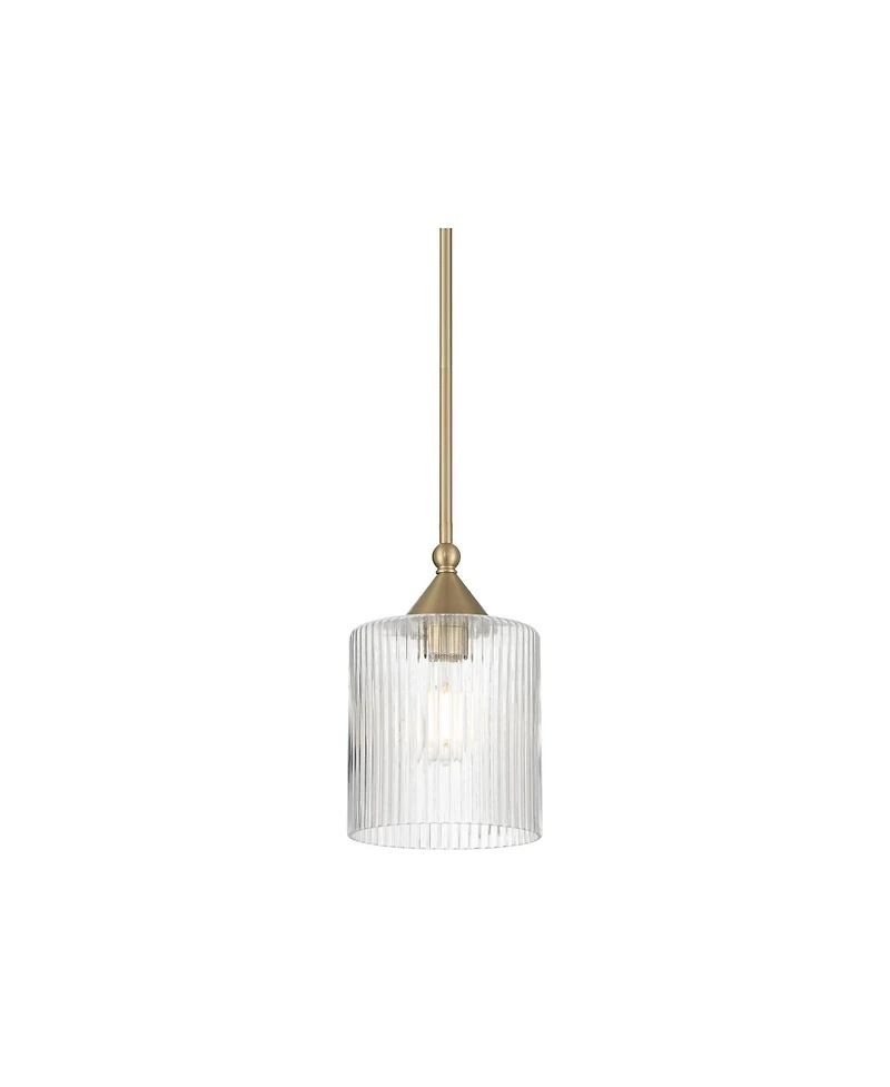 Possini Euro Design Possini Euro Krakow 7"W Satin Brass Fluted Glass Mini Pendant Light