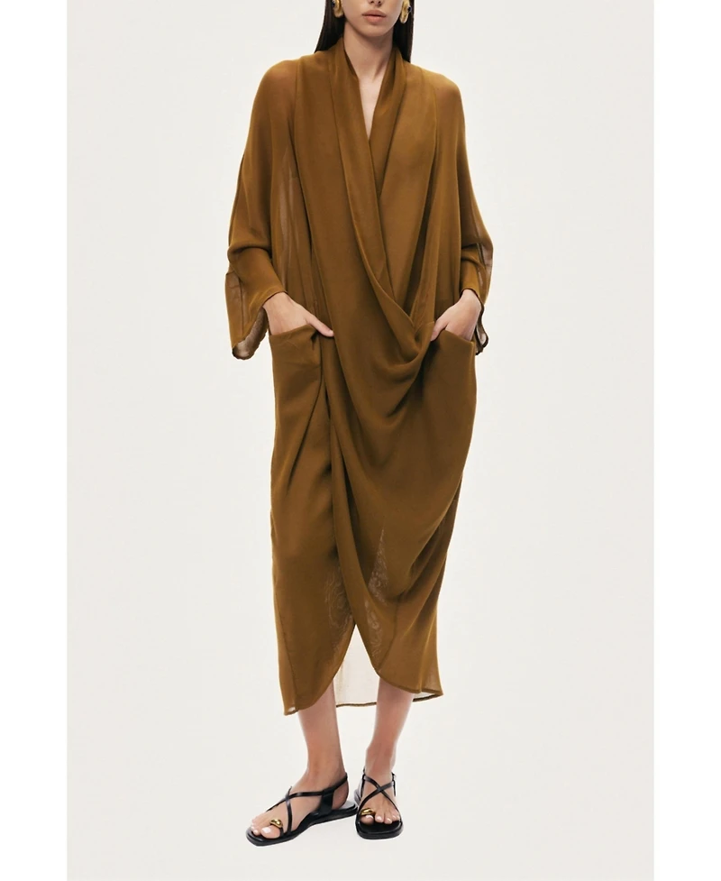 Nocturne Women's Draped V-Neck Midi Dress