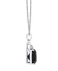 Macy's Onyx (6-1/6 ct. t.w.) and Diamond Accent Cushion Pendant Necklace in Sterling Silver