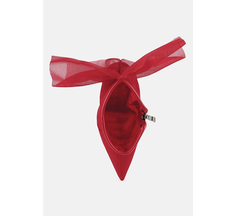 Womens princess organza wrapped style heeled ankle boots