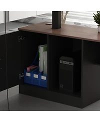 Homsee 63 In. Electric Standing Desk with Drawers and Shelves,Adjustable Height Desk, L-Shaped Design