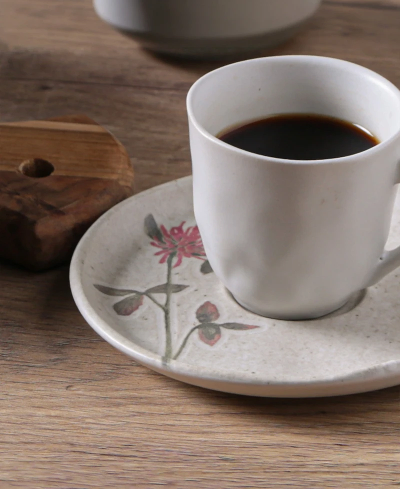 Porto Brasil Campestre Stoneware Coffee Cup and Saucer Set, Service for 6