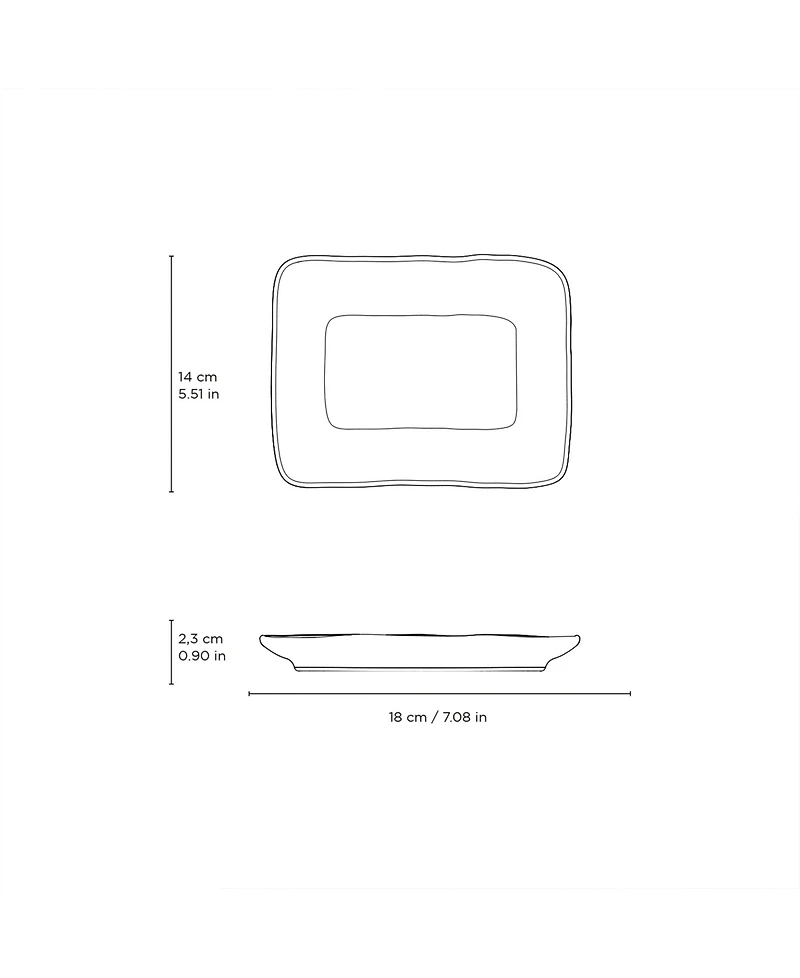 Porto Brasil 7" Stoneware Rectangular Juta Platters, Set of 4