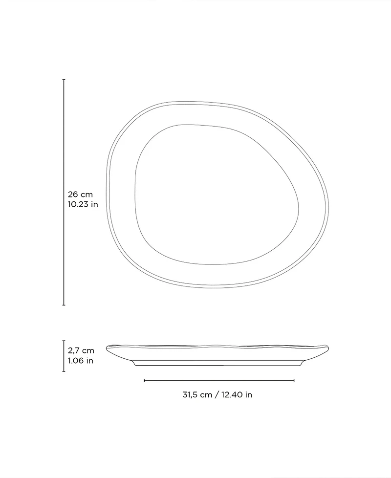 Porto Brasil Stoneware Oval Dinner Plates, Set of 6