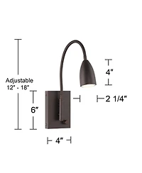 360 Lighting Lido High Modern Wall Reading Lamp Light Fixture Mount Bedroom Bedside Plug-In Cord Adjustable Gooseneck