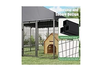 Aecojoy Heavy Duty Outdoor Dog Kennel, 6x6 Steel Chain Link Fence with Roof