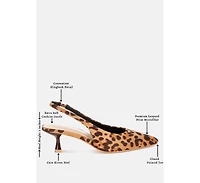 London Rag Women's Inana leopard Slingback Kitten Heels