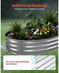 Gouun Oval Galvanized Raised Garden Bed, 8 x 4 x 1 ft Alu-Zinc Planter Box Kit with Bottomless Design