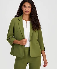 Anne Klein Essentials Petite Knit Roll-Tab Blazer