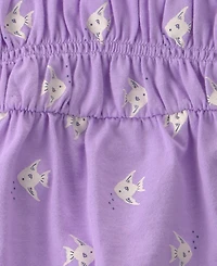 Carter's Baby Girls' Fish Print Top & Shorts with Headband, 3-Piece Set