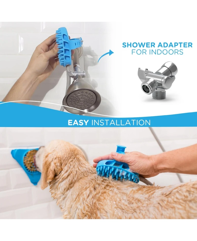 Aronkl Dog Bath Brush Sprayer with 8ft Hose Silicone Rubber Scrubber All-in-One Pet Bathing Tool