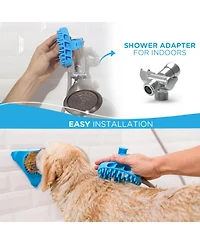 Aronkl Dog Bath Brush Sprayer with 8ft Hose Silicone Rubber Scrubber All-in-One Pet Bathing Tool