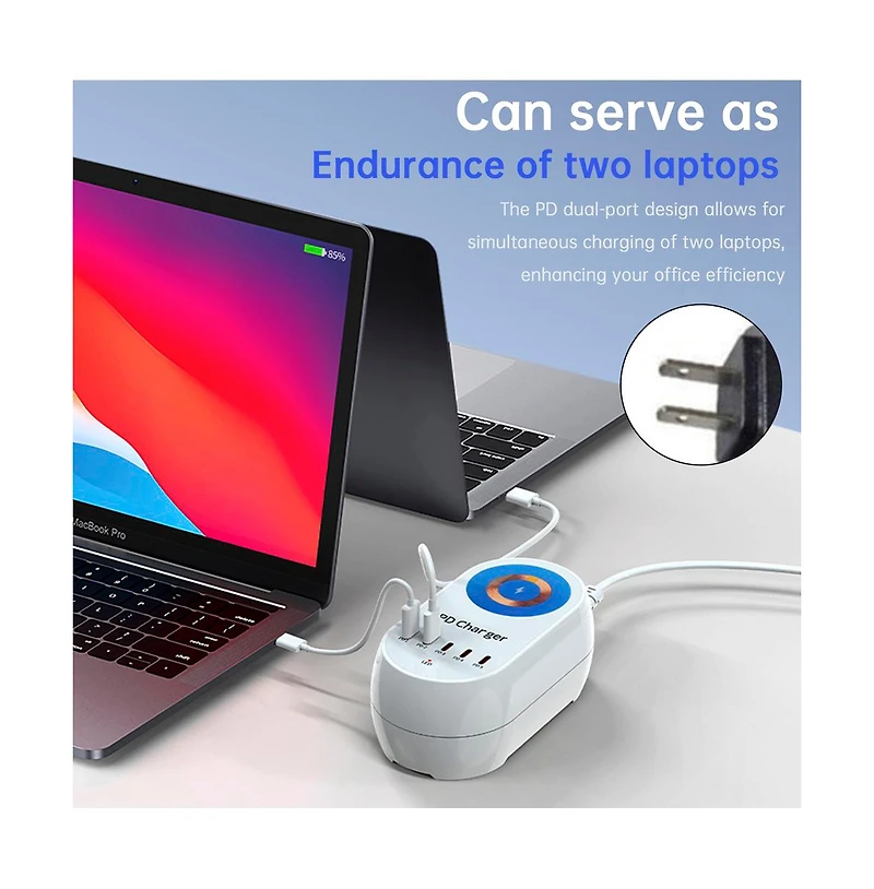 Artudatech 140W Charger - 5 Port Fast Charging Station with 100W Pd and 15W MagSafe