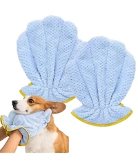 Aronkl Pet Towel Gloves Microfiber Absorbent Quick Drying for Dogs Cats 2 Pack