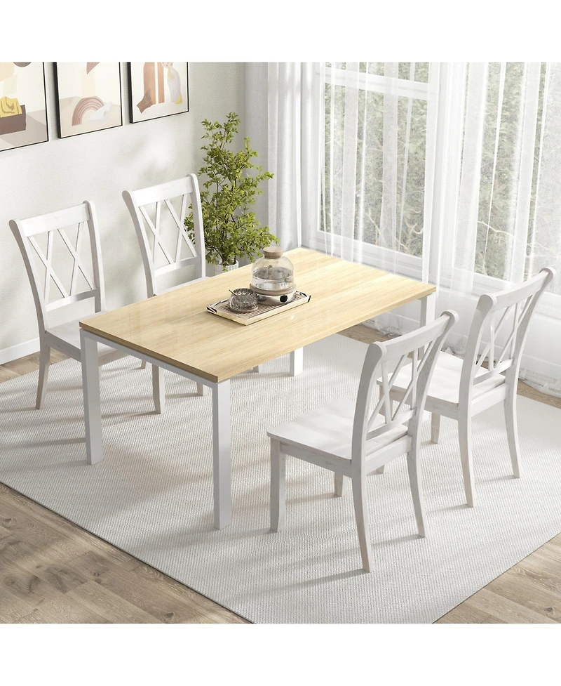 Gouun Farmhouse Wooden Dining Chairs Set of 2, Rubber Wood, 300 lb Capacity Each, 20x23.5x39 in