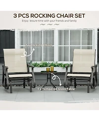 Outsunny 3pc Outdoor Gliding Chairs with Tea Table Set