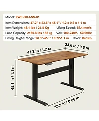 Gouun Electric Standing Desk 47.2 x 23.6 in, Adjustable Height, 180 lbs