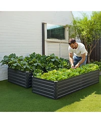 Gouun Large Galvalume Raised Garden Bed, 6.7 x 3 x 1.5 ft Metal Planter Box with Rolled Edges