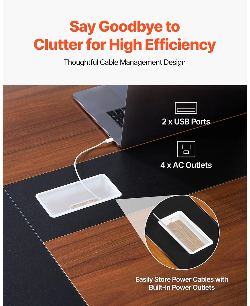 Gouun 8 ft Conference Table, Boat Shaped, Seats 10, 94.49 x 47.24 in