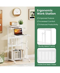 Gouun Height Adjustable Mobile Computer Desk, 27-38.5 in