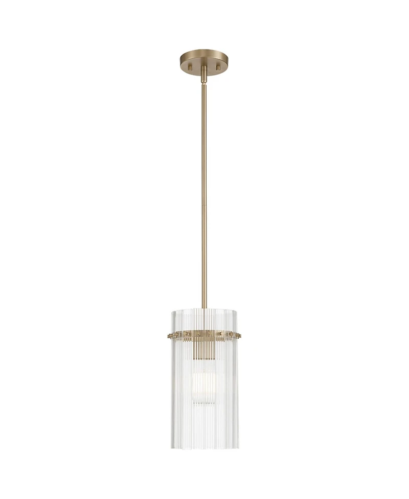 Possini Euro Design Emerson Matte Brass Fluted Glass Mini Pendant Light