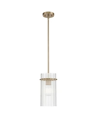 Possini Euro Design Emerson Matte Brass Fluted Glass Mini Pendant Light