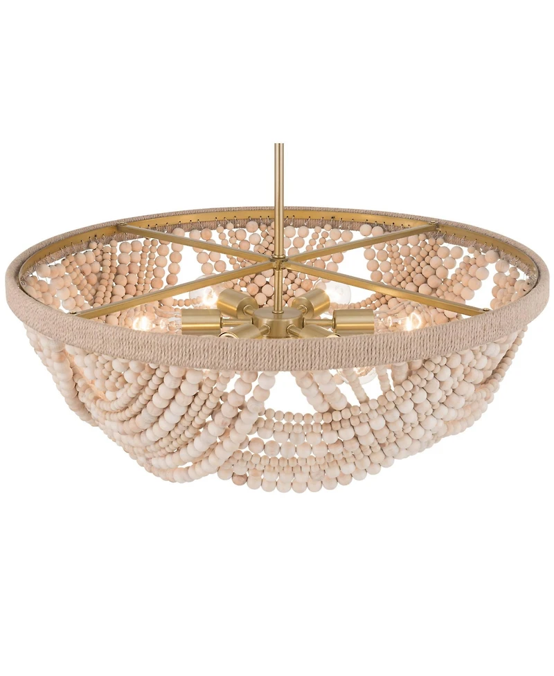Possini Euro Design Darcy Natural Wood 6-Light Chandelier