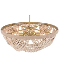 Possini Euro Design Darcy Natural Wood 6-Light Chandelier