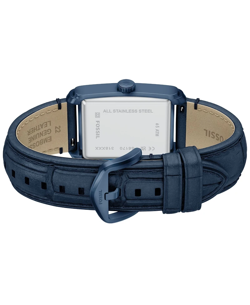 Fossil Men's Carraway Three-Hand Navy Croco Leather Watch, 30mm