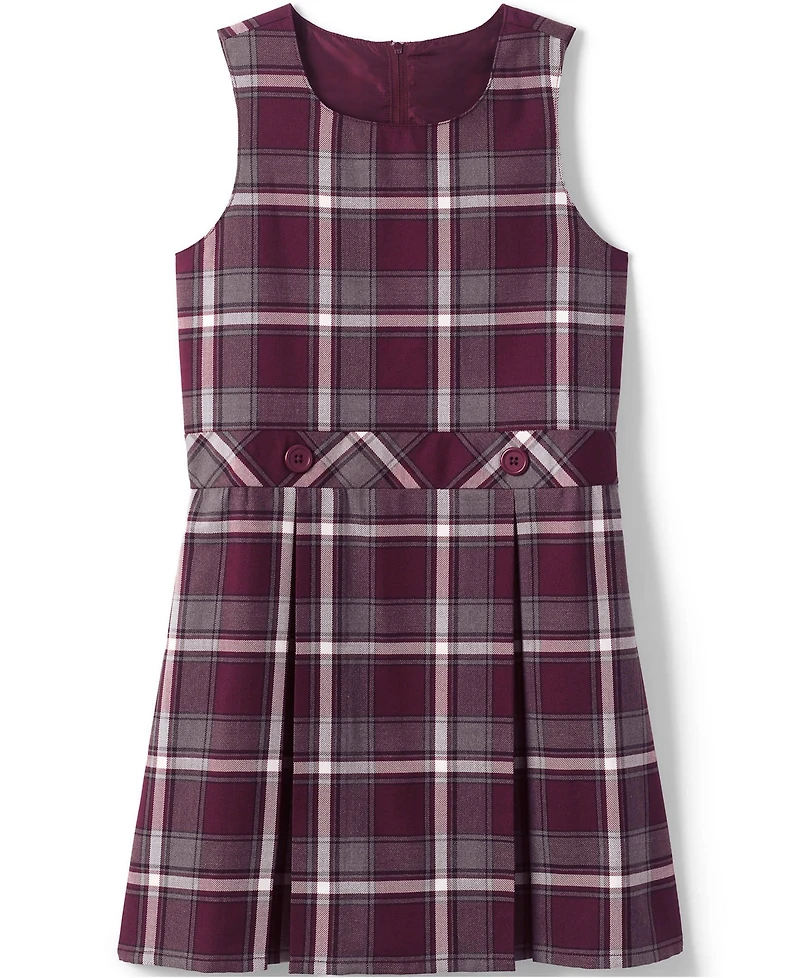 Lands' End School Uniform Girls Plaid Jumper Top of Knee