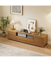 Gouun Farmhouse Rustic 71-Inch Tv Stand with Cabinets and Drawer