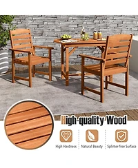 Gouun 7-Piece Teak Oil Finish Patio Dining Set with Slatted Table and 6 Armchairs