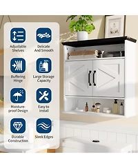 homfan Bathroom Wall Cabinet - Medicine Cabinet with Barn Doors and Adjustable Shelf - Wall Cabinet for Bathroom, Kitchen, Laundry Room