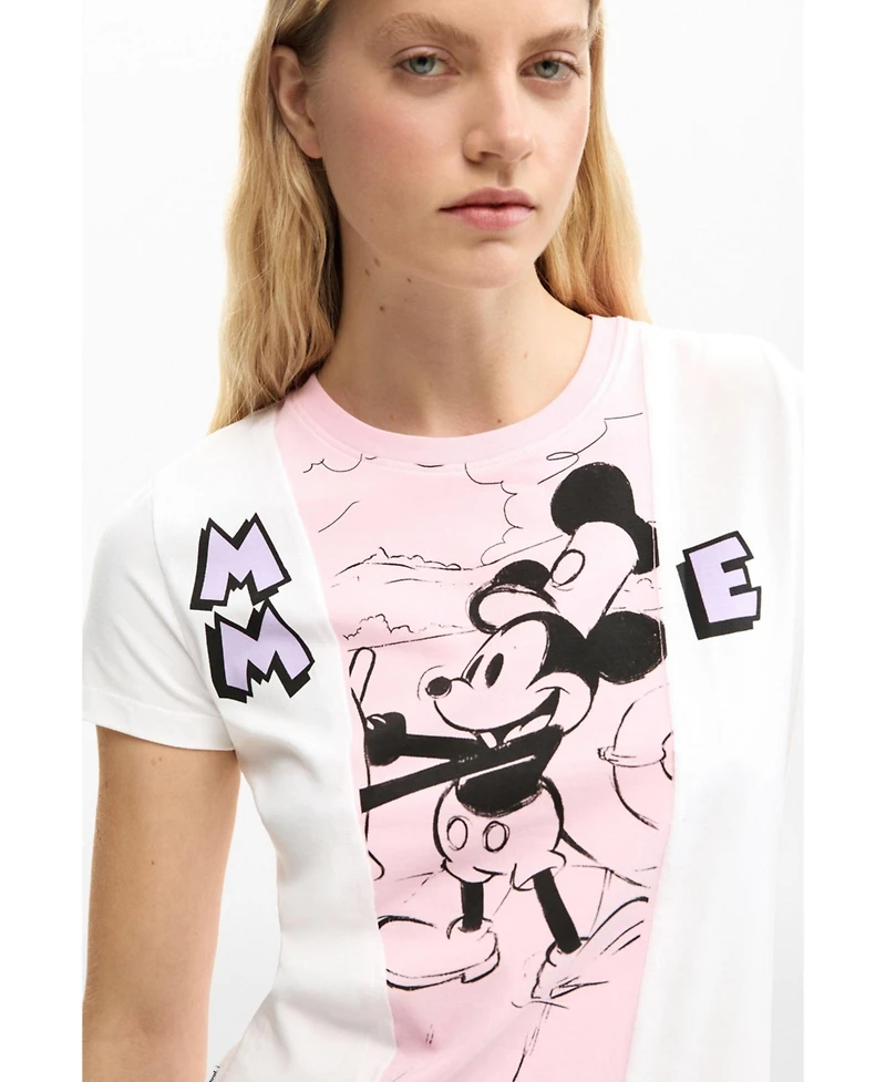 Desigual Women's Two-tone Mickey Mouse T-shirt