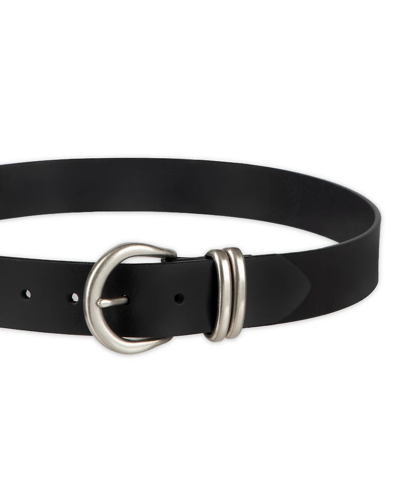 Levi's Women's Casual Leather Belt with Double Metal Loop Strap Keeper