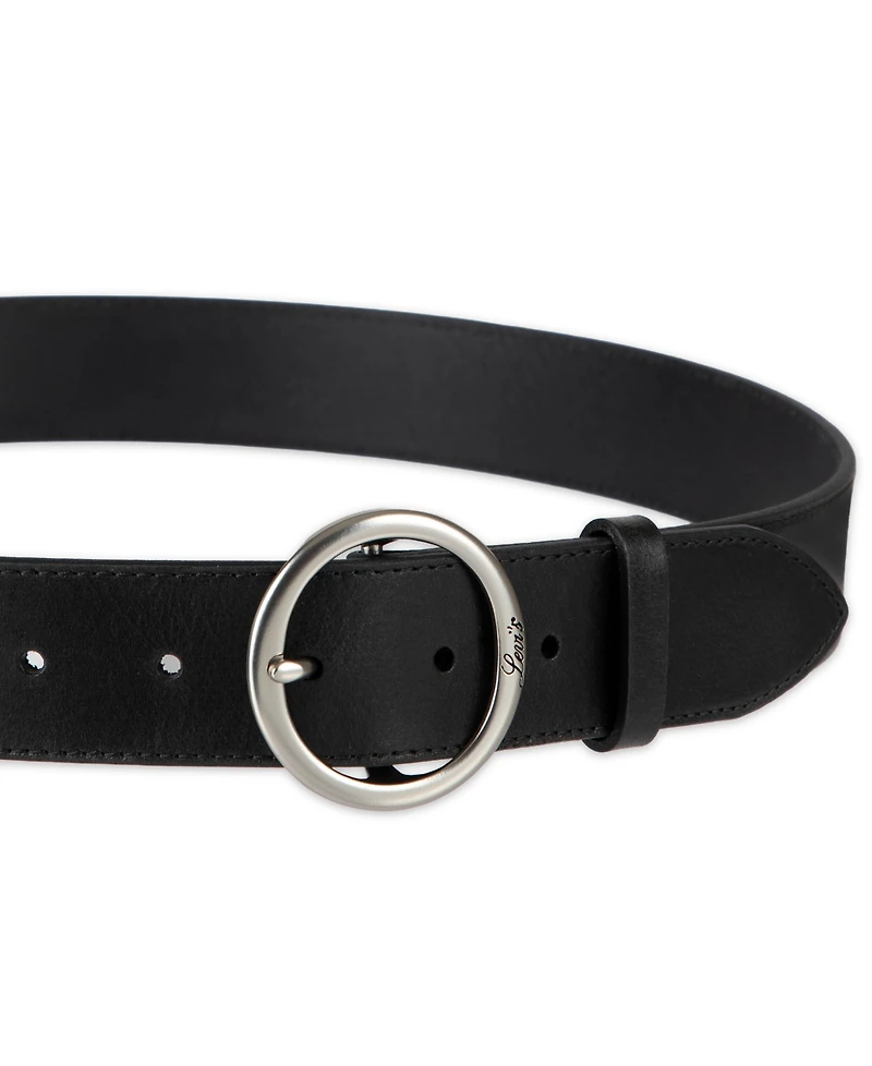 Levi's Women's Casual Suede and Leather Belt with Circular Center Bar Buckle