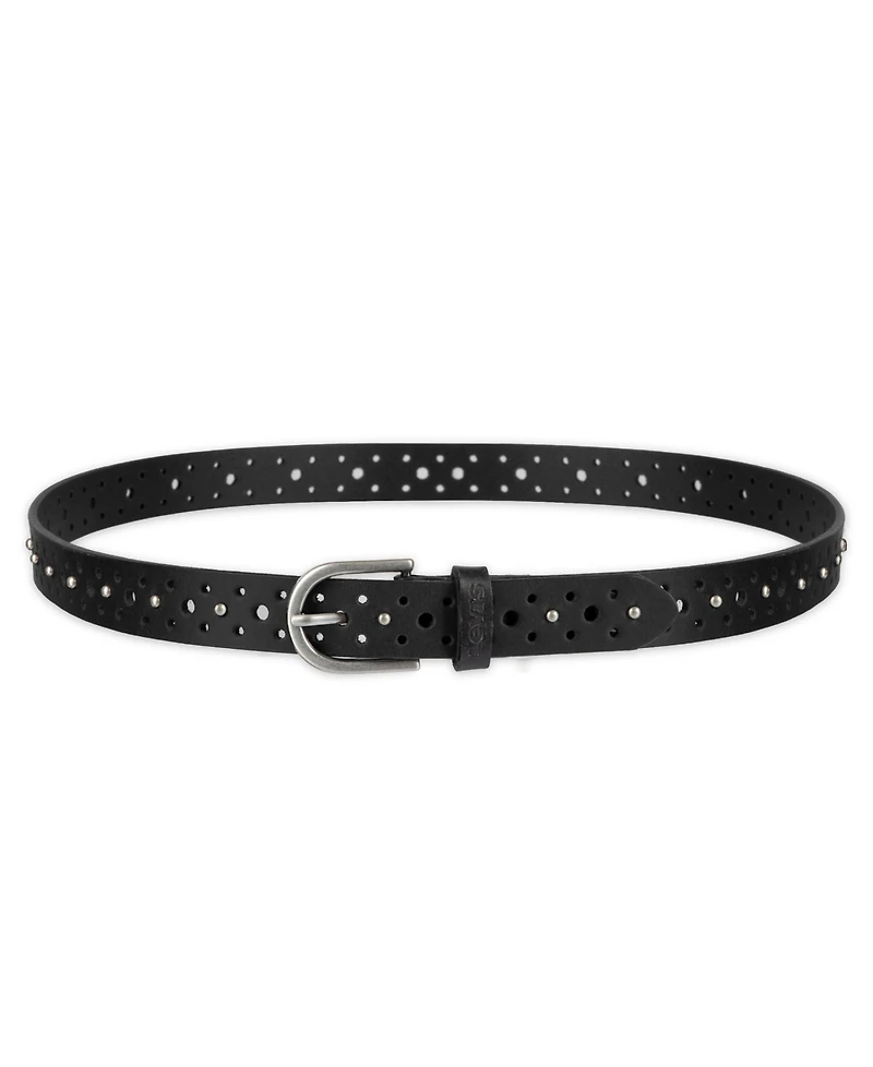 Levi's Women's Fully Adjustable Perforated and Studded Leather Jean Belt