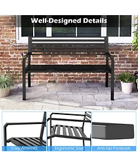 Gouun 50 in Metal Park Bench for 2-3 People with Backrest 660 lbs Capacity