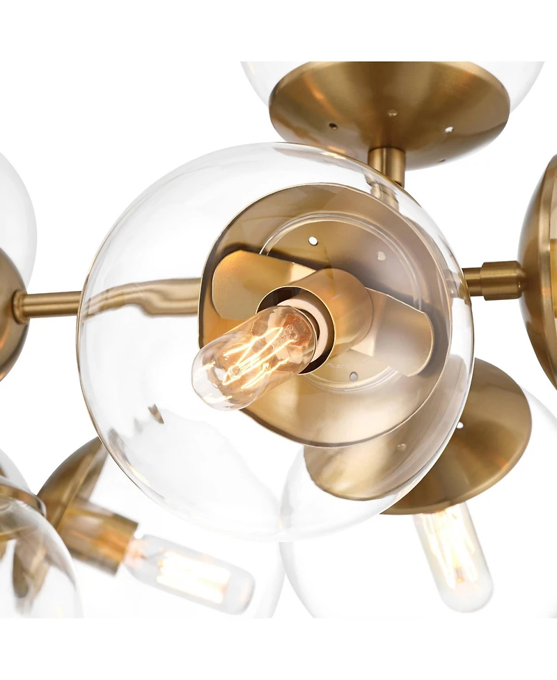Possini Euro Design Cosas Warm Brass Sputnik Chandelier 27 1/2" Wide Modern Clear Glass Shades 13-Light Fixture for Dining Room
