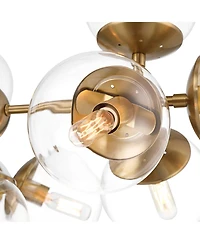 Possini Euro Design Cosas Warm Brass Sputnik Chandelier 27 1/2" Wide Modern Clear Glass Shades 13-Light Fixture for Dining Room