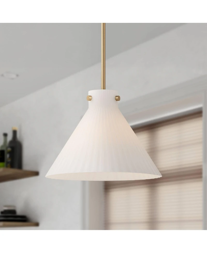 Possini Euro Design Hannover 12"W Warm Brass Fluted Glass Mini Pendant Light