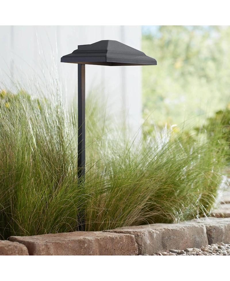 John Timberland Basset High Modern Outdoor Landscape Path Light Porch House Led Bulb Textured Finish Metal Shade