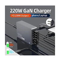 Artudatech 6-Port GaN Desktop Charging Station - 220W Fast Charger with Pd & Qc