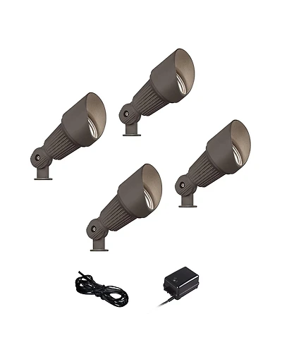 John Timberland Hooded High Traditional 6-Piece Outdoor Landscape Spot Light Set Porch House Led Bulb Finish