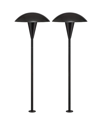 John Timberland Grant High Mid Century Modern Outdoor Landscape Mushroom Path Lights Porch House Set of 2 Led Bulb Metal