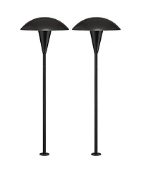 John Timberland Grant High Mid Century Modern Outdoor Landscape Mushroom Path Lights Porch House Set of 2 Led Bulb Metal