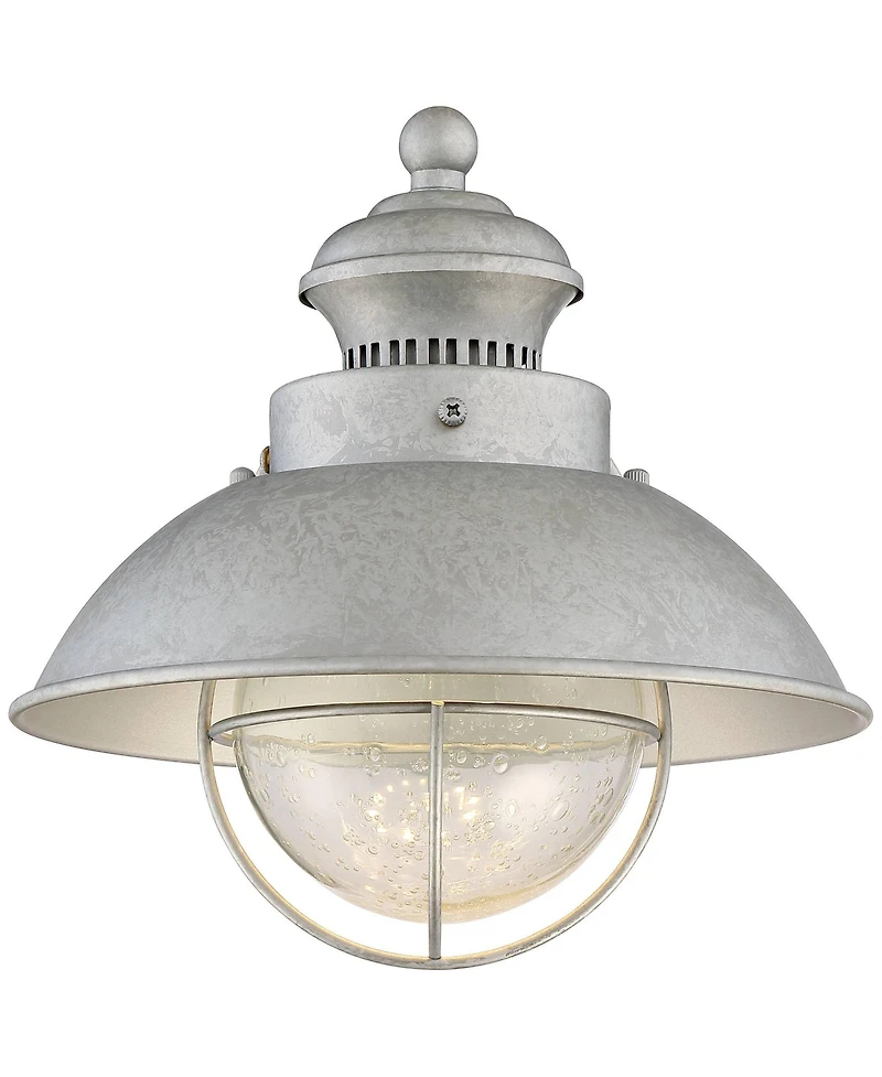 John Timberland Fordham Industrial Wall Light Sconces Set of 2 Galvanized Steel Hardwire Fixture Seedy Glass for Hallway