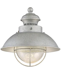 John Timberland Fordham Industrial Wall Light Sconces Set of 2 Galvanized Steel Hardwire Fixture Seedy Glass for Hallway
