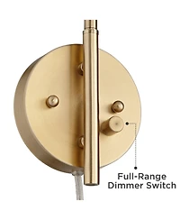 360 Lighting Colborne Mid Century Modern Swing Arm Wall Lamps Set of 2 Brass Plug-in Light Fixture Up Down Metal Shade for Bedroom Living Room